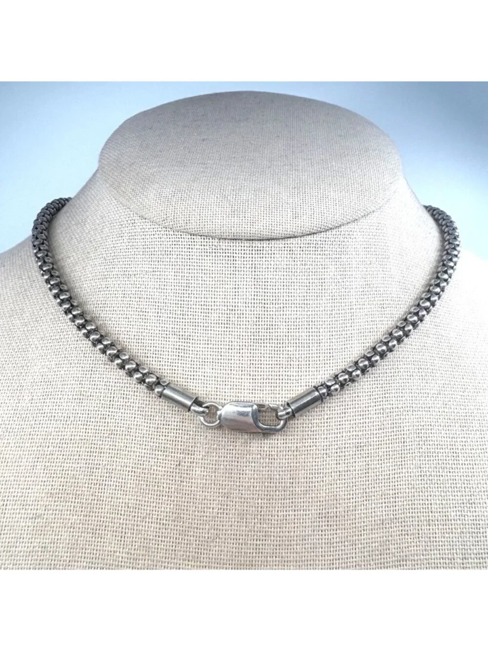 Popcorn Chain Necklace Lobster Clasp Sterling Silver 925 Size 16